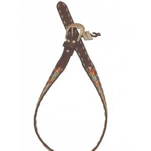 Nocona Genuine Leather Brown Western Belt with Embroidered &